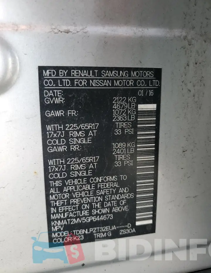 KNMAT2MV5GP644673 Photo# 13