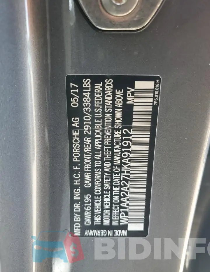 WP1AA2A27HKA91912 Photo# 13