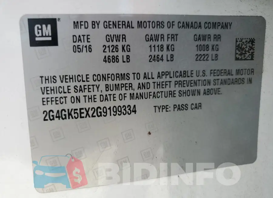 2G4GK5EX2G9199334 Photo# 12