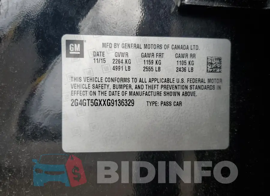 2G4GT5GXXG9136329 Photo# 12