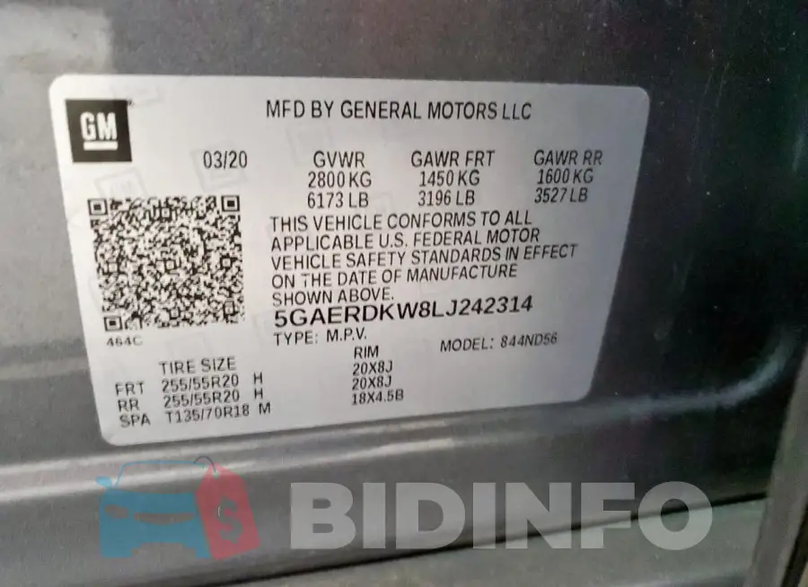 5GAERDKW8LJ242314 Photo# 13