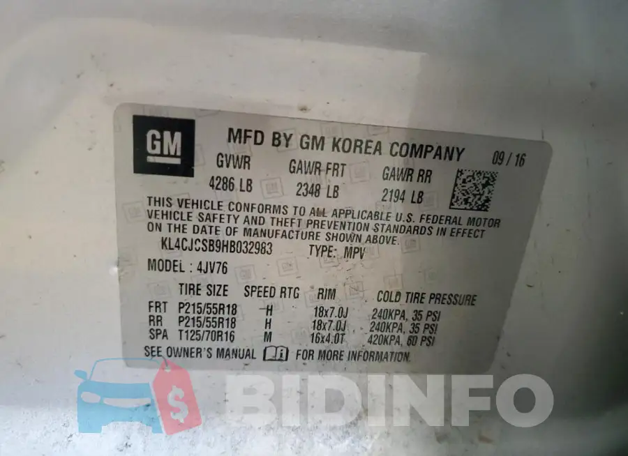 KL4CJCSB9HB032983 Photo# 14