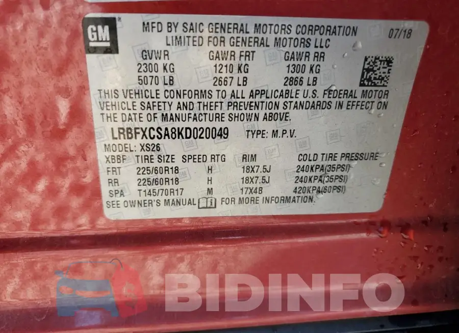 LRBFXCSA8KD020049 Photo# 13