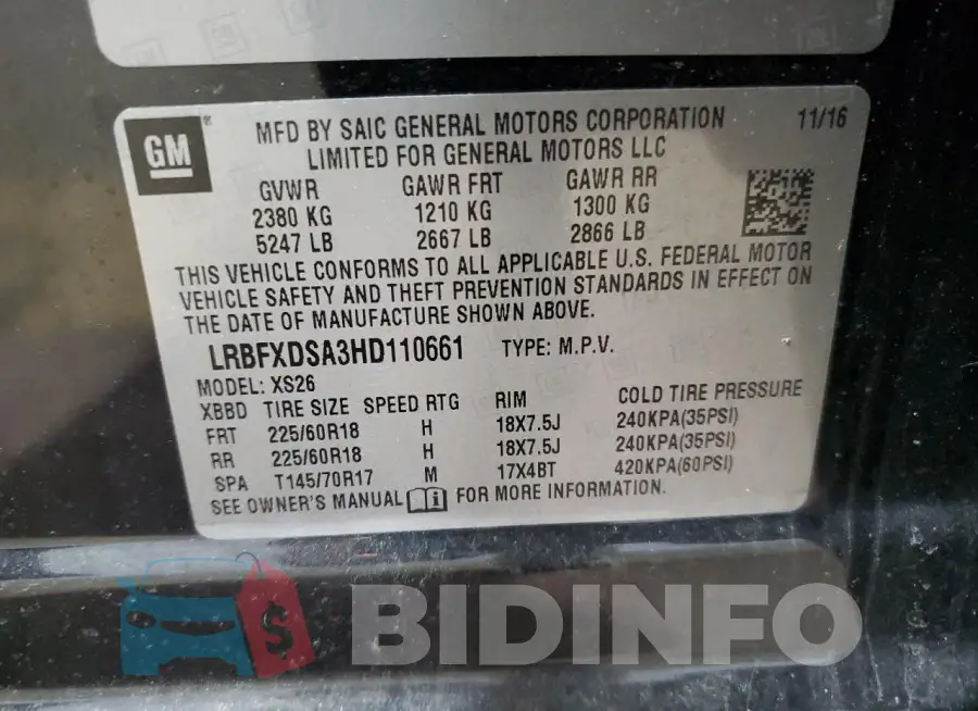 LRBFXDSA3HD110661 Photo# 13