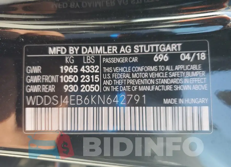 WDDSJ4EB6KN642791 Photo# 12