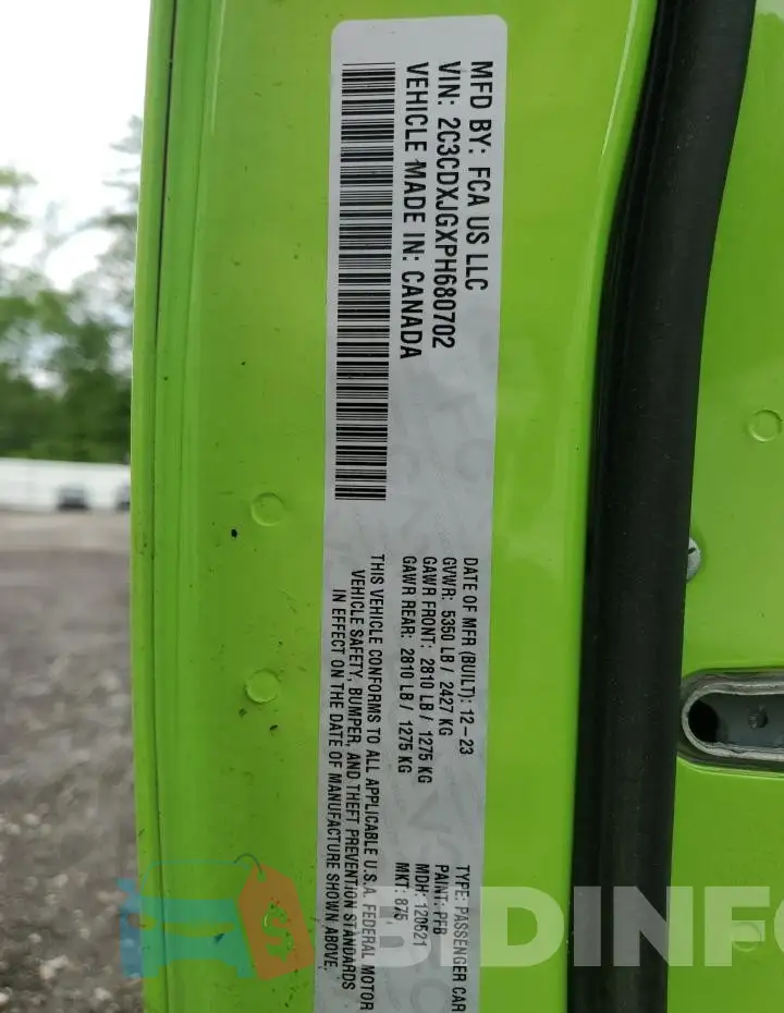 2C3CDXJGXPH680702 Photo# 12