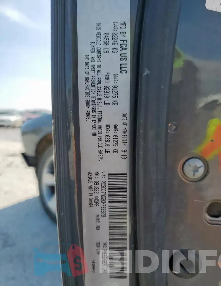 2C3CDZAG2KH722879 Photo# 13