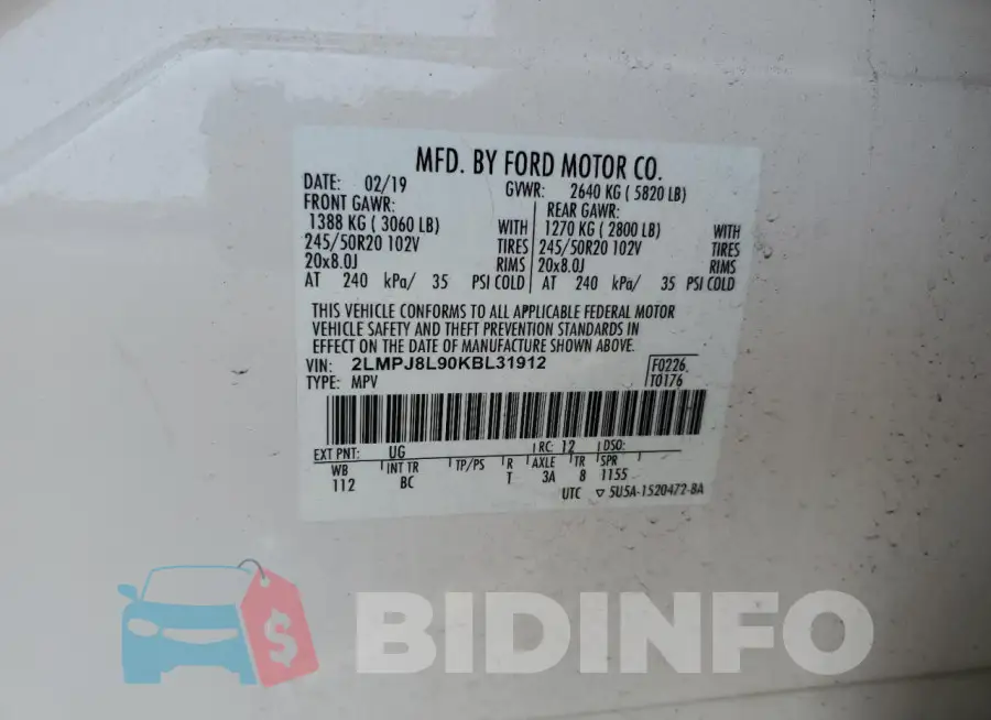 2LMPJ8L90KBL31912 Photo# 13