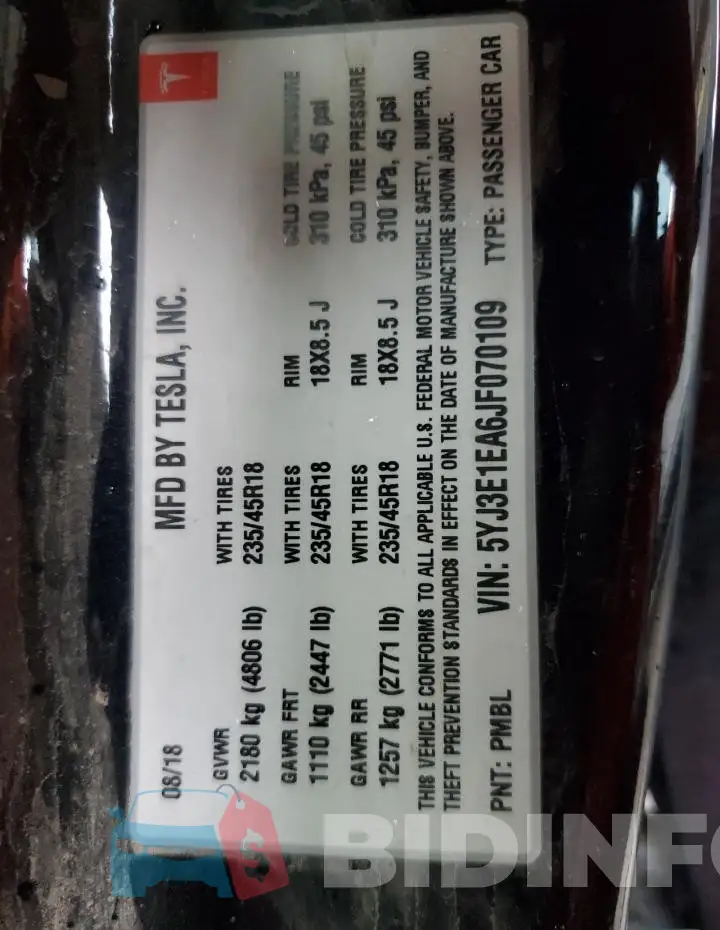 5YJ3E1EA6JF070109 Photo# 13
