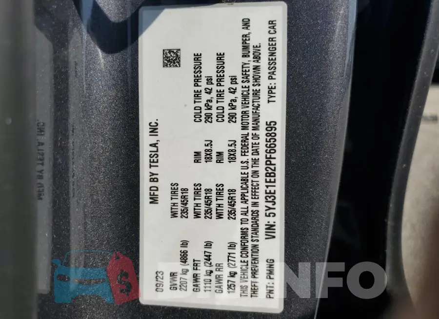 5YJ3E1EB2PF665895 Photo# 12