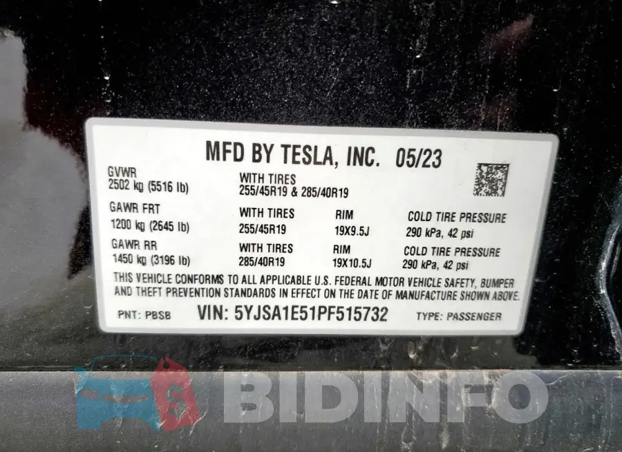 5YJSA1E51PF515732 Photo# 12