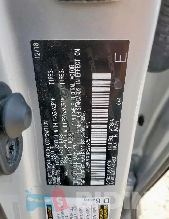 JTJBM7FX1K5223967 Photo# 13