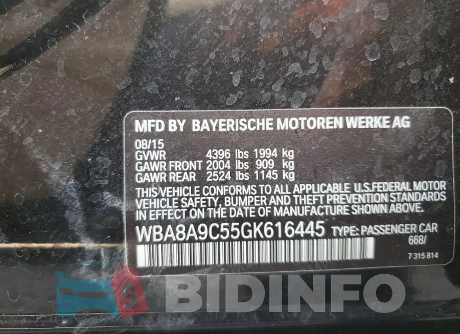 WBA8A9C55GK616445 Photo# 13