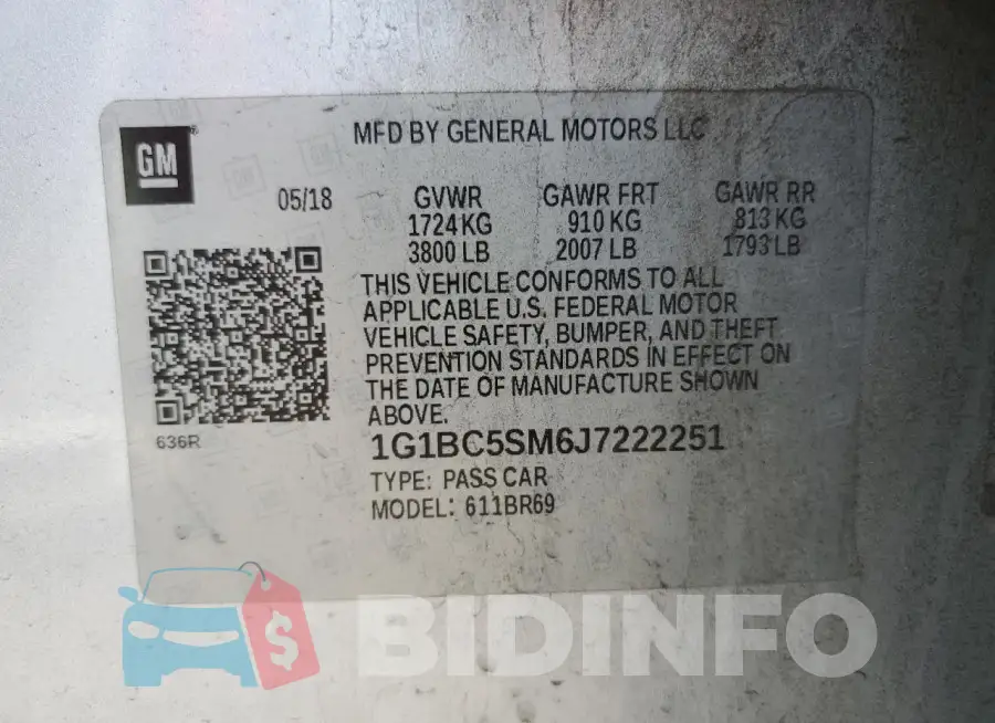 1G1BC5SM6J7222251 Photo# 12