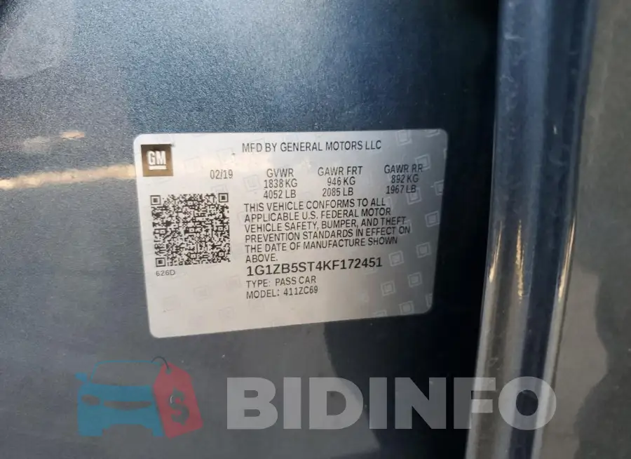 1G1ZB5ST4KF172451 Photo# 12