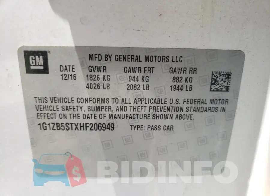 1G1ZB5STXHF206949 Photo# 12