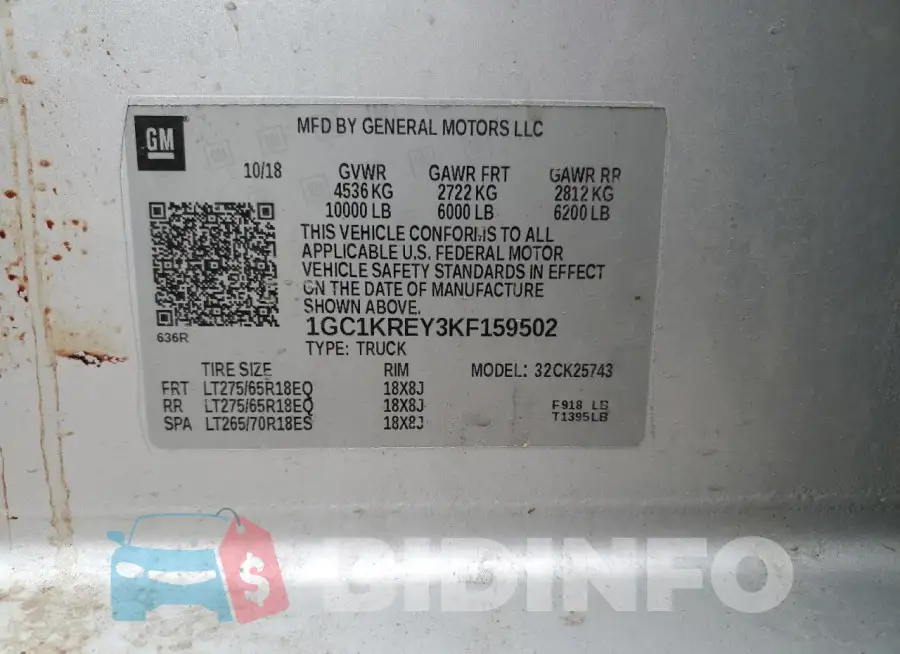 1GC1KREY3KF159502 Photo# 12