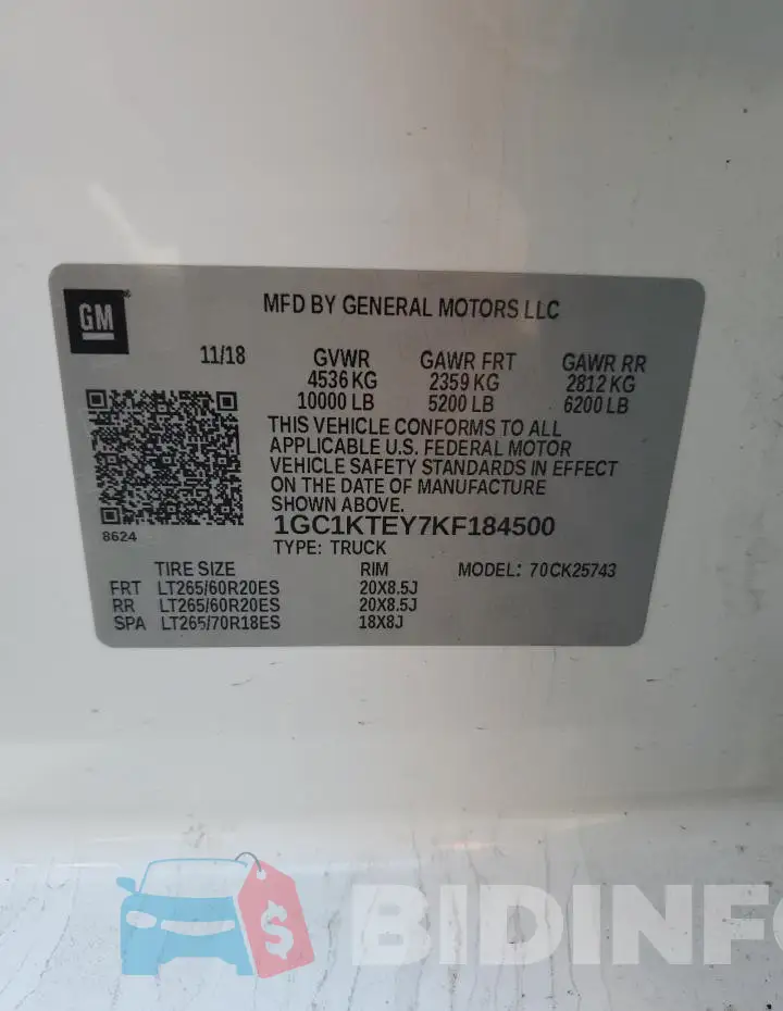 1GC1KTEY7KF184500 Photo# 12