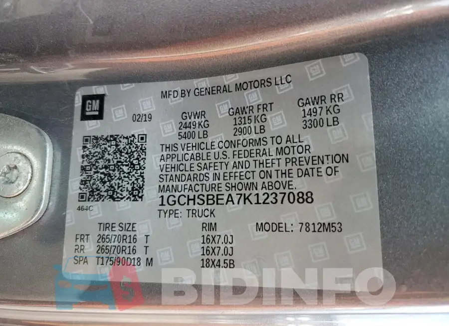 1GCHSBEA7K1237088 Photo# 12
