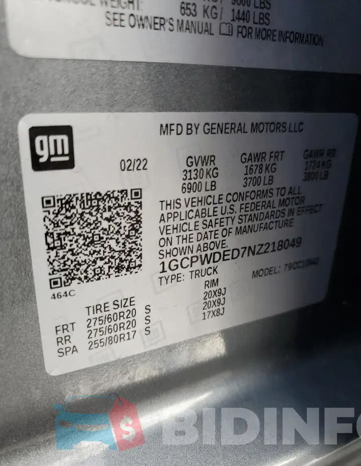 1GCPWDED7NZ218049 Photo# 12