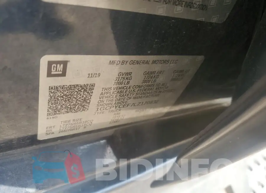 1GCPYCEF7LZ170832 Photo# 13