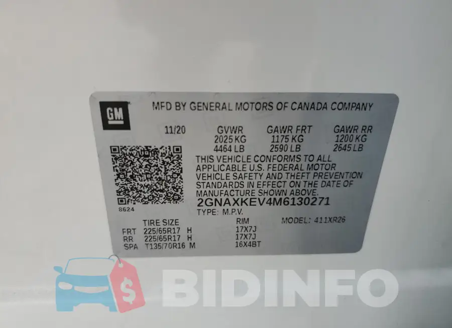 2GNAXKEV4M6130271 Photo# 13