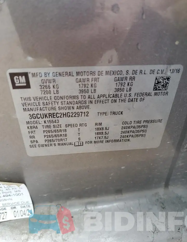 3GCUKREC2HG229712 Photo# 12