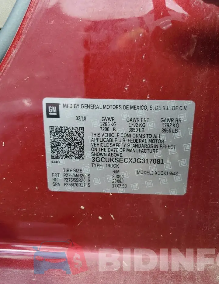 3GCUKSECXJG317081 Photo# 13