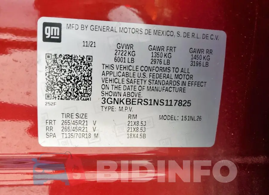 3GNKBERS1NS117825 Photo# 14