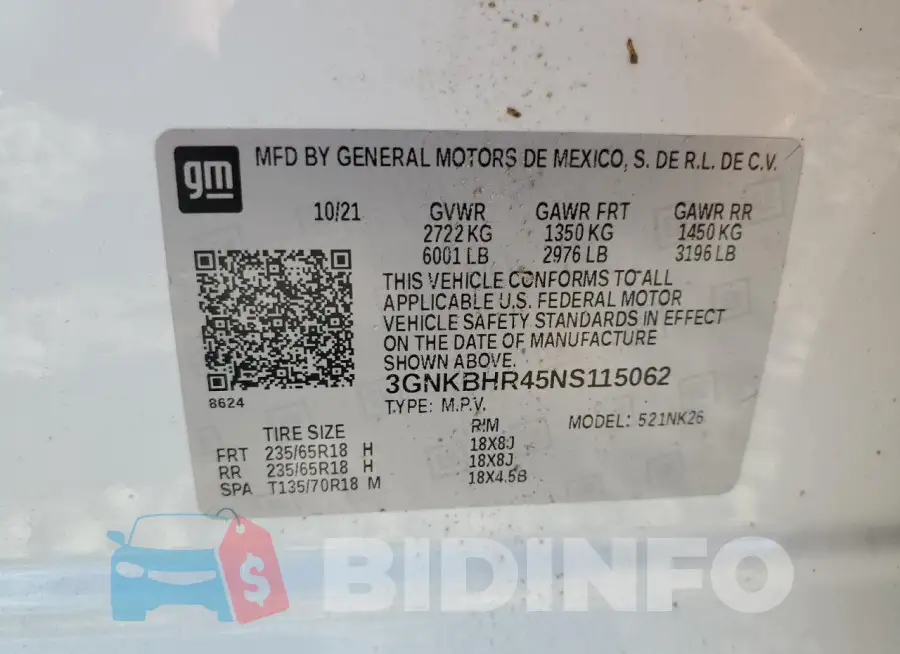 3GNKBHR45NS115062 Photo# 13