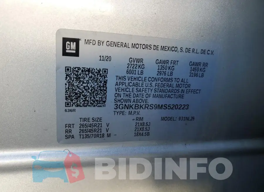 3GNKBKRS9MS520223 Photo# 13
