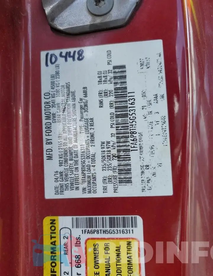 1FA6P8TH5G5316311 Photo# 12