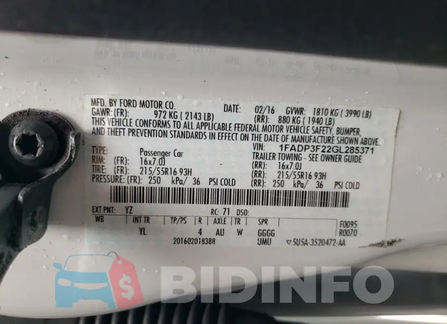 1FADP3F22GL285371 Photo# 12