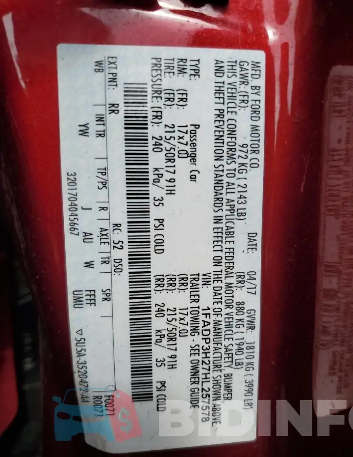 1FADP3H27HL257578 Photo# 12