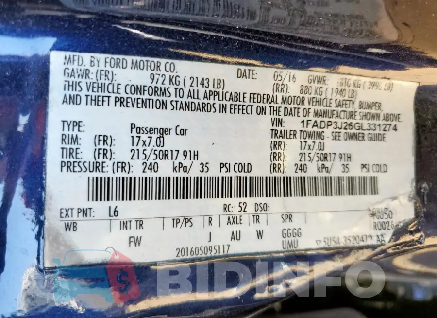 1FADP3J26GL331274 Photo# 12