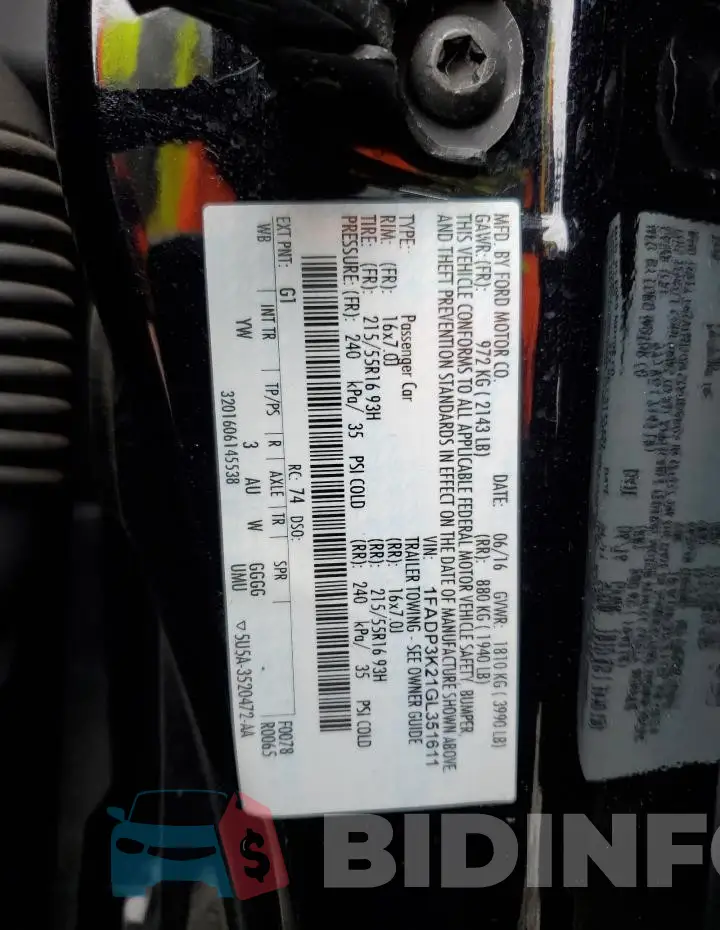 1FADP3K21GL351611 Photo# 12