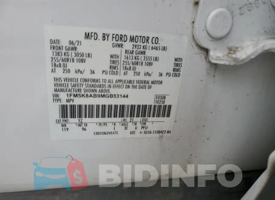 1FM5K8AB9MGB53144 Photo# 13