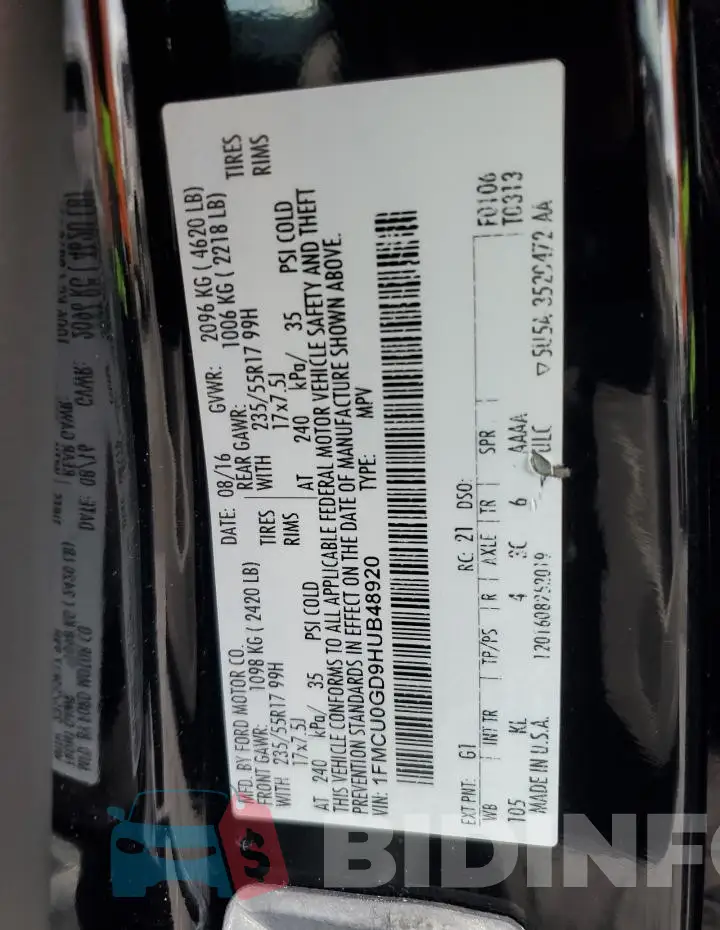 1FMCU0GD9HUB48920 Photo# 13