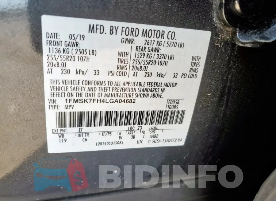1FMSK7FH4LGA04682 Photo# 13