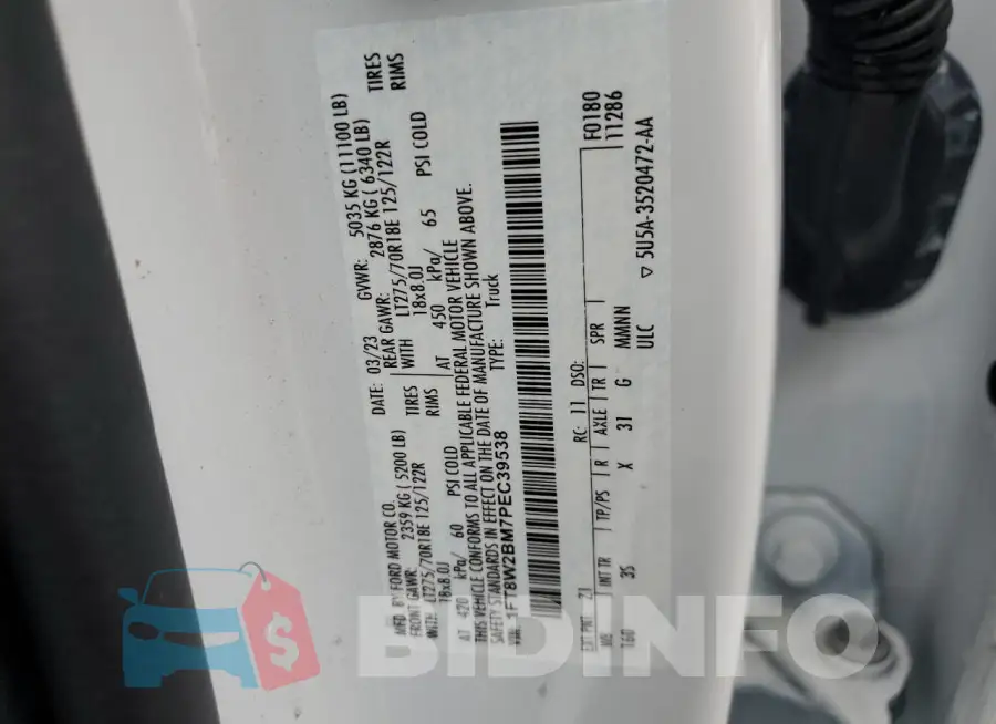 1FT8W2BM7PEC39538 Photo# 12
