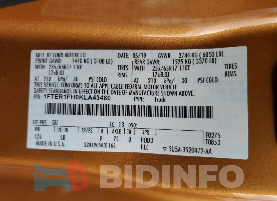 1FTER1FH0KLA43480 Photo# 12