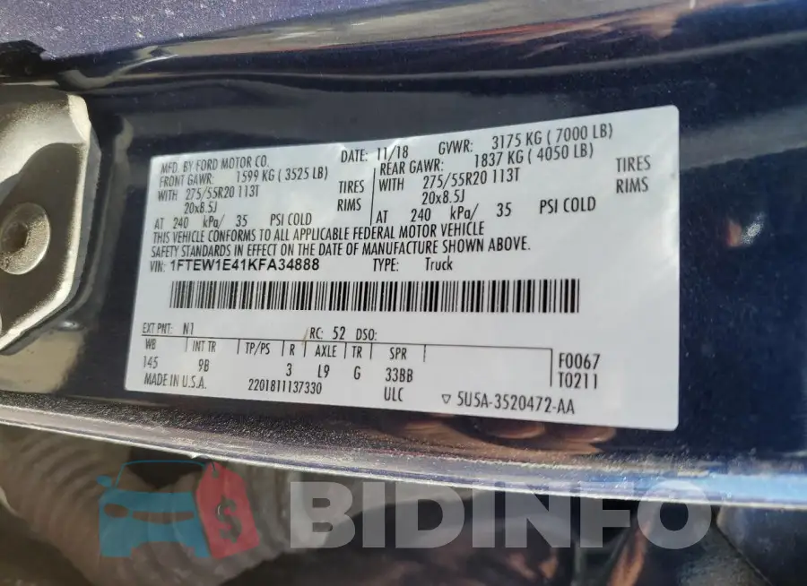 1FTEW1E41KFA34888 Photo# 12