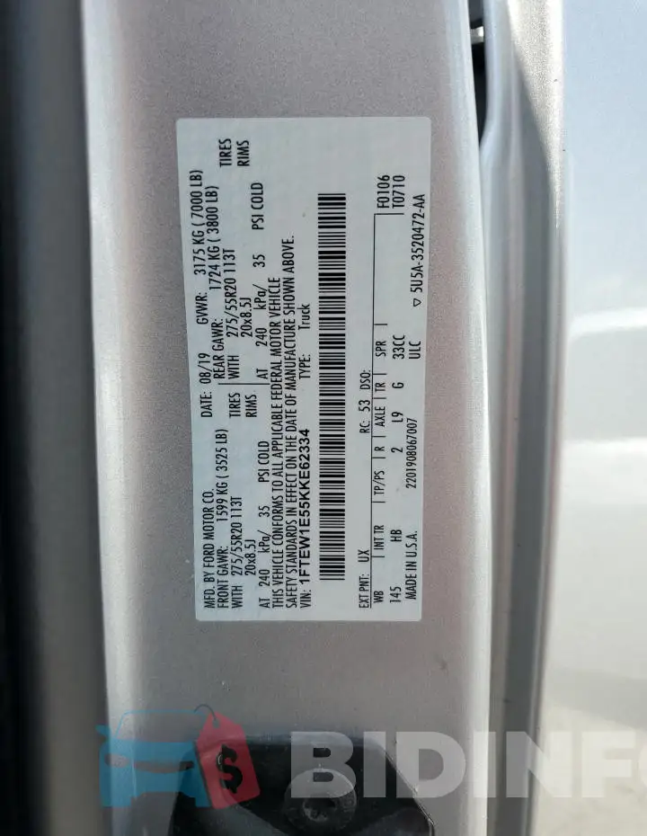 1FTEW1E55KKE62334 Photo# 12