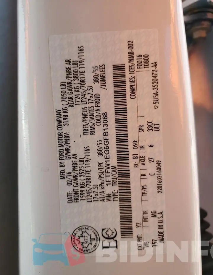 1FTFW1EG6GFB13088 Photo# 12