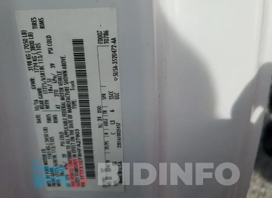 1FTFX1EF8HFA27903 Photo# 12