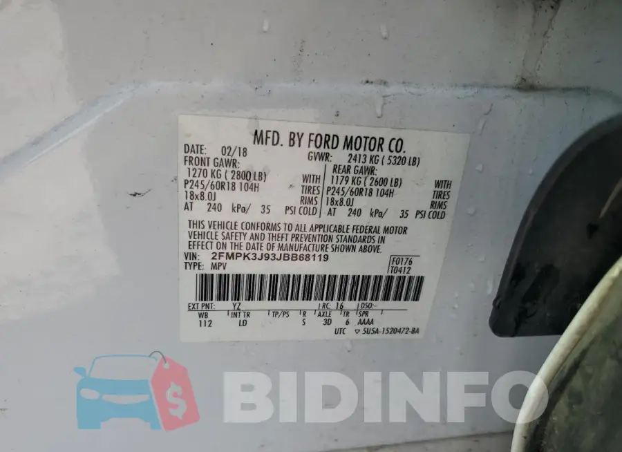 2FMPK3J93JBB68119 Photo# 13