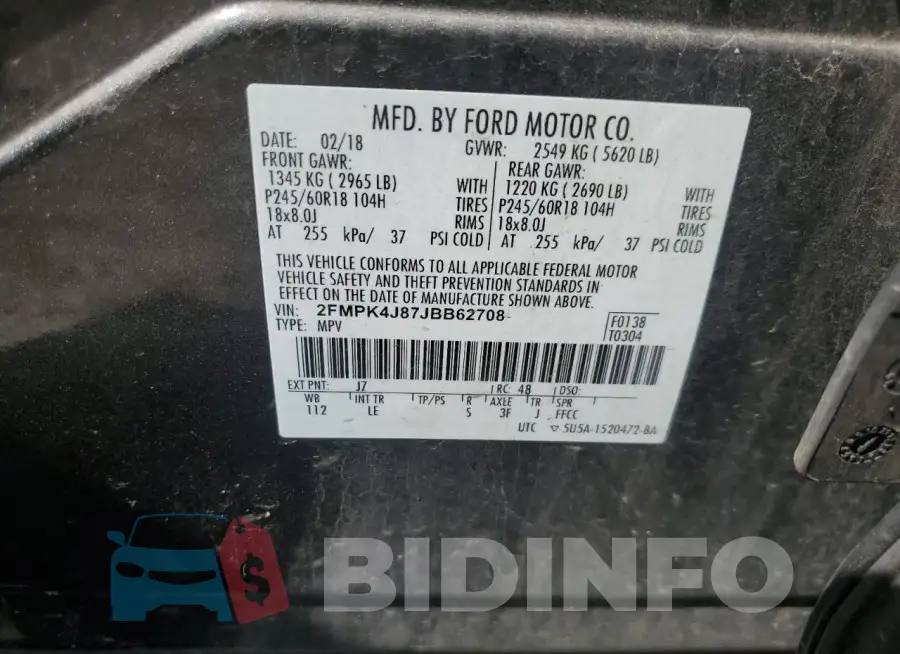 2FMPK4J87JBB62708 Photo# 13
