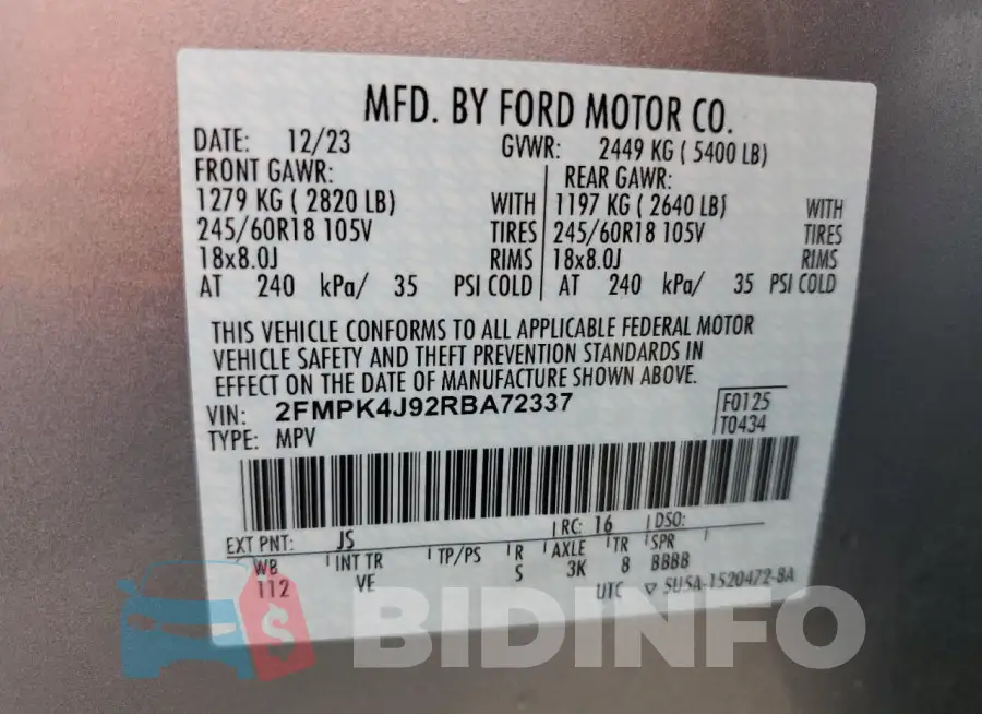 2FMPK4J92RBA72337 Photo# 12