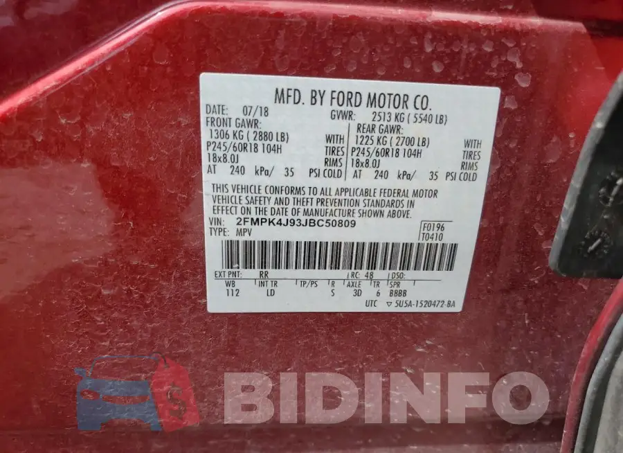 2FMPK4J93JBC50809 Photo# 13