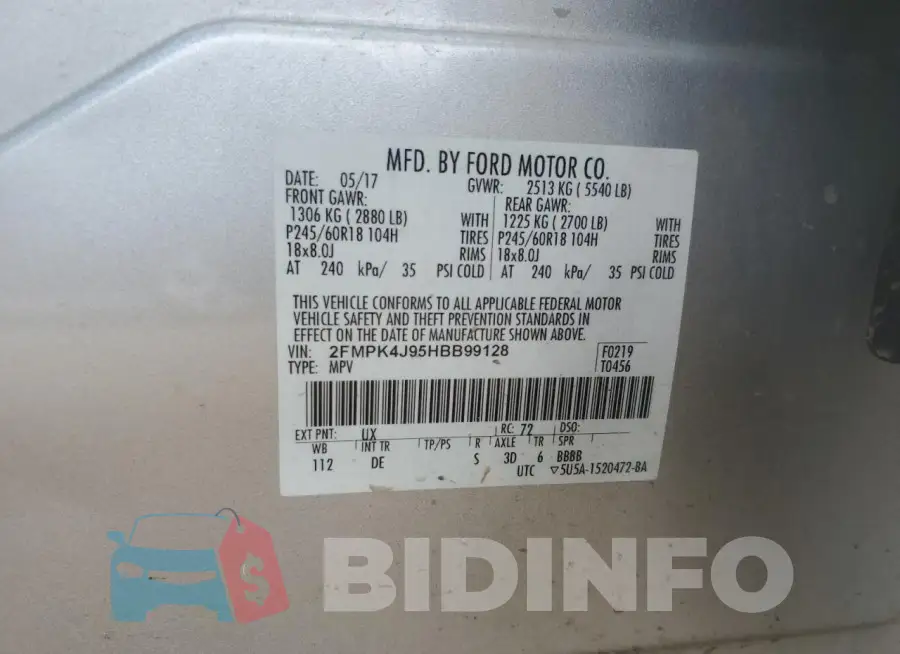 2FMPK4J95HBB99128 Photo# 13